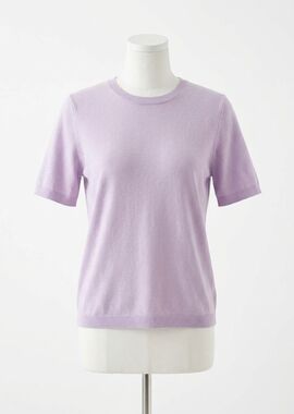NEW FDJ shana short sleeve lightweight sweater in wild pansy